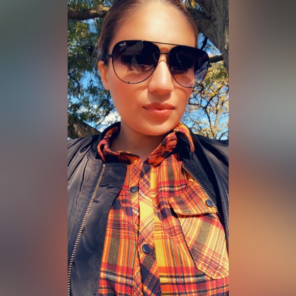 Fashion Nova Mustard Plaid Tie Knot Button Up Top - Picture 7 of 13